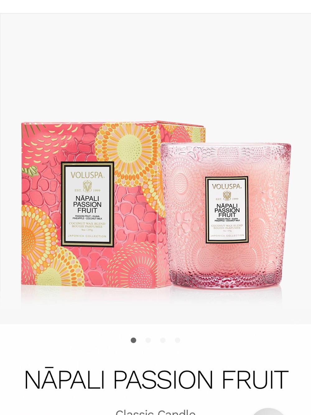 Voluspa Nāpali Passion Fruit Candle - Pink and Yellow Box